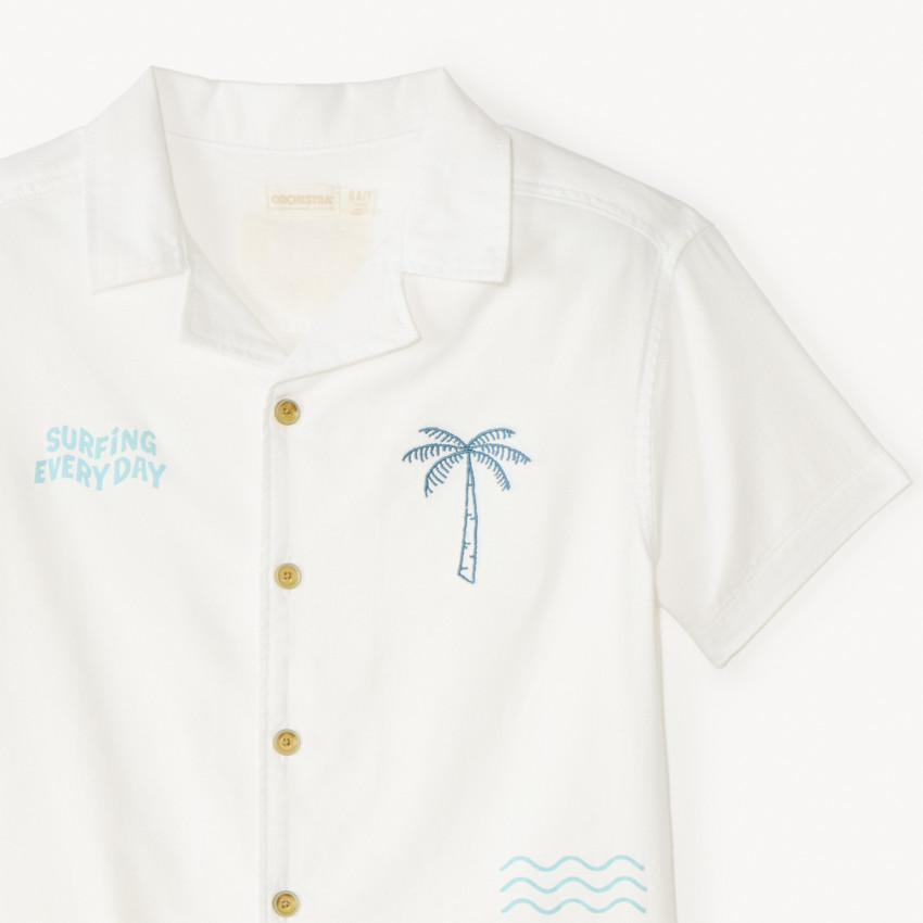 Camisa de manga corta con bordado de surfista para niño 