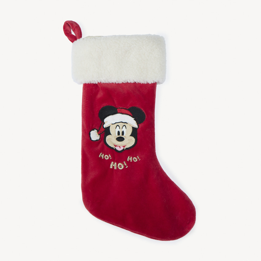 Chaussette de Noël en velours à broderie Mickey Disney pour enfant 