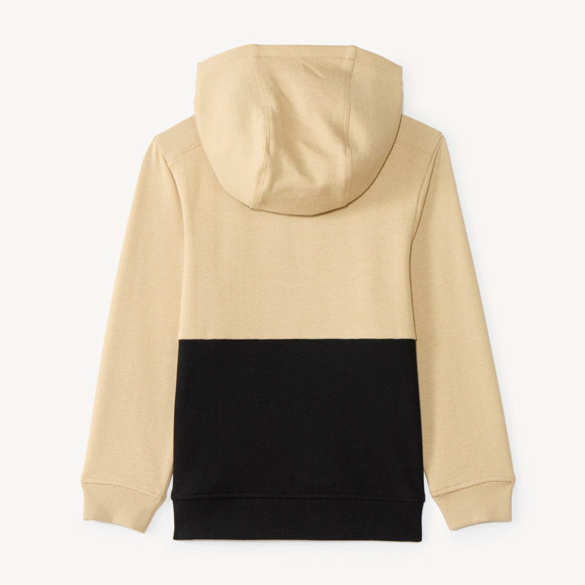 Sudadera con capucha niño, color bicolor con cuello de cremallera. 