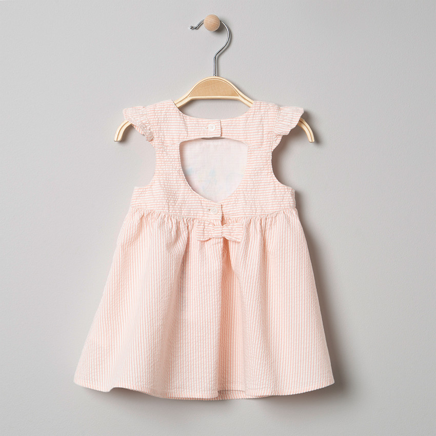 Robe manches courtes rayée à  broderies Smiley 