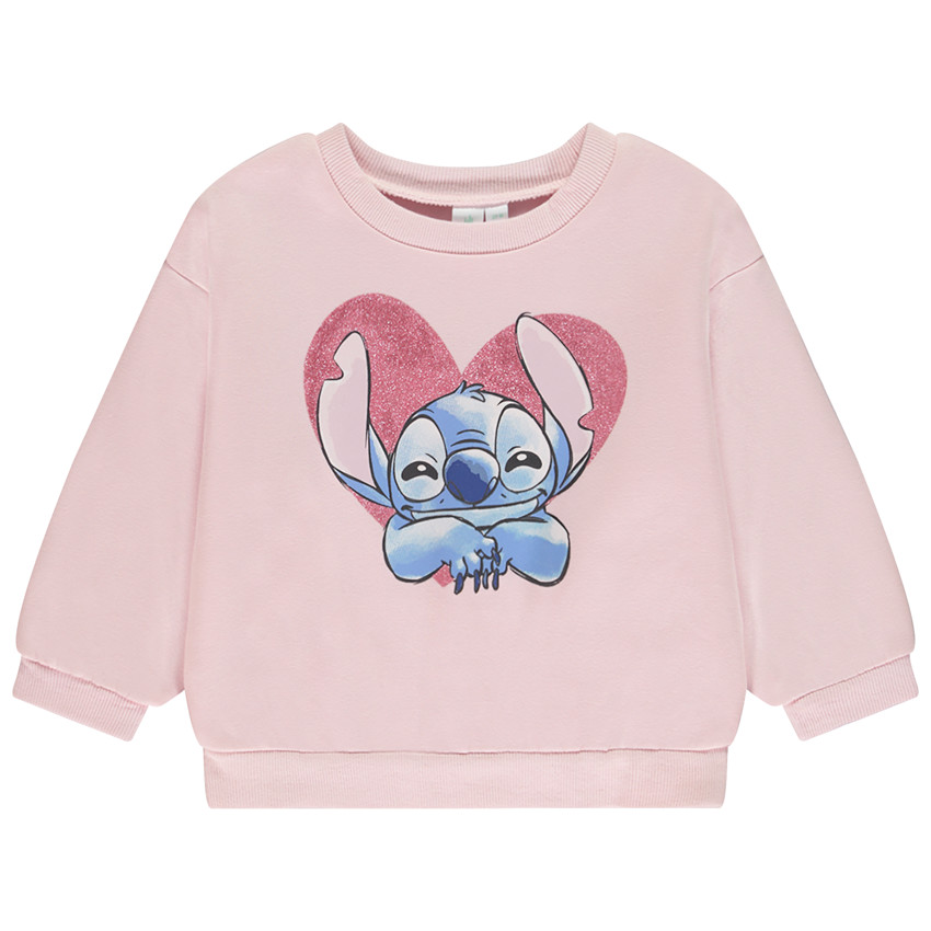 Sudadera oversize con estampado brillante de Stitch Disney para bebé niña 