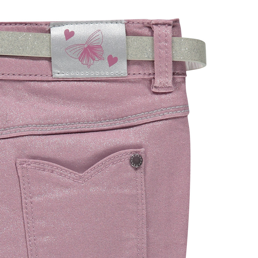 Pantalón slim de tela con brillo y cinturón extraíble 