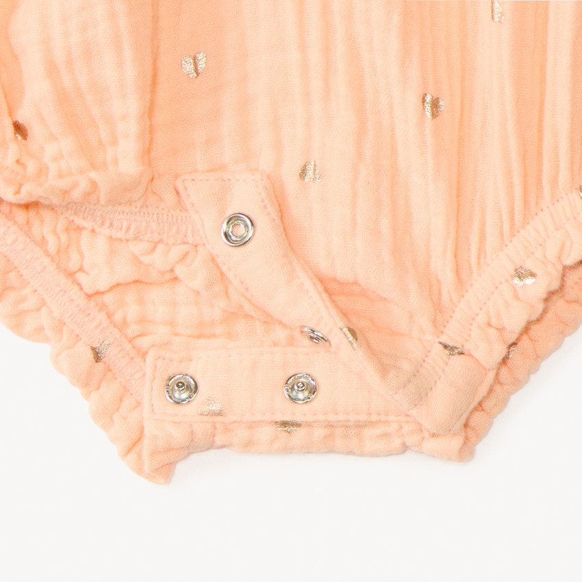 Mono corto de gasa de algodón con estampado de corazones para niña 