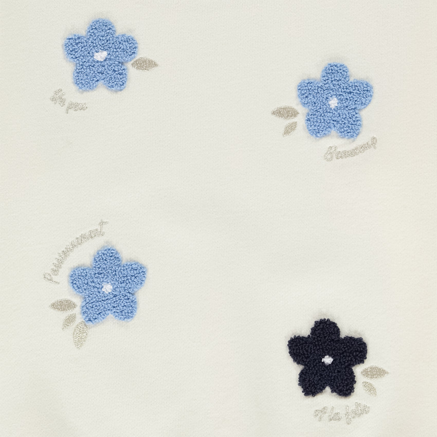 Sudadera oversize con parches de bucles y flores para niña 