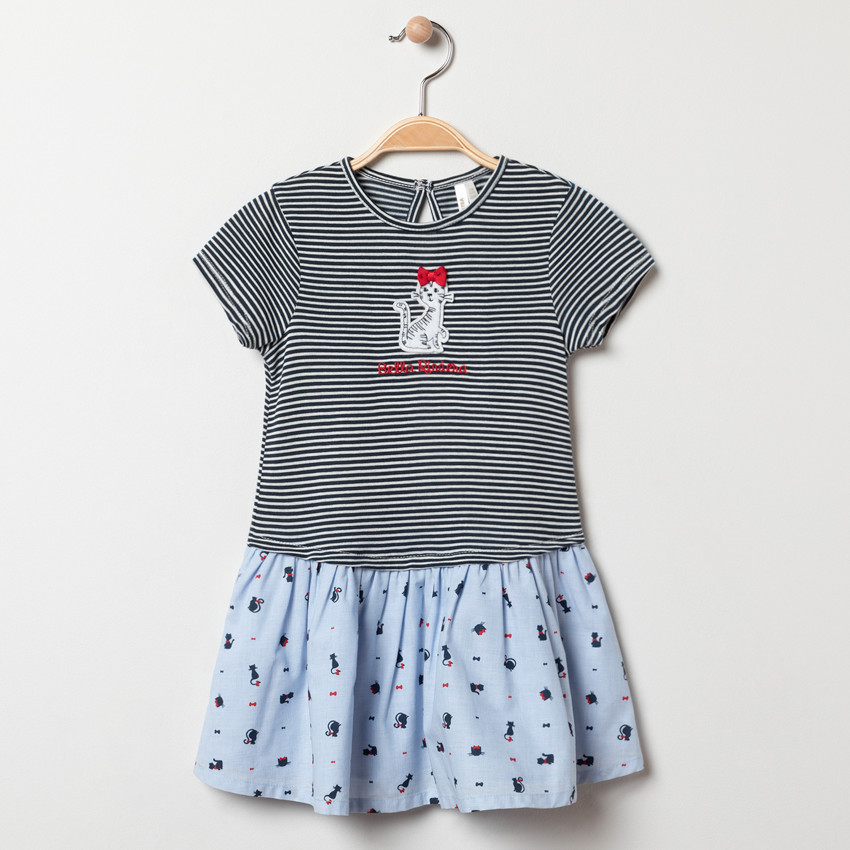 Vestido de manga corta efecto 2 en 1 