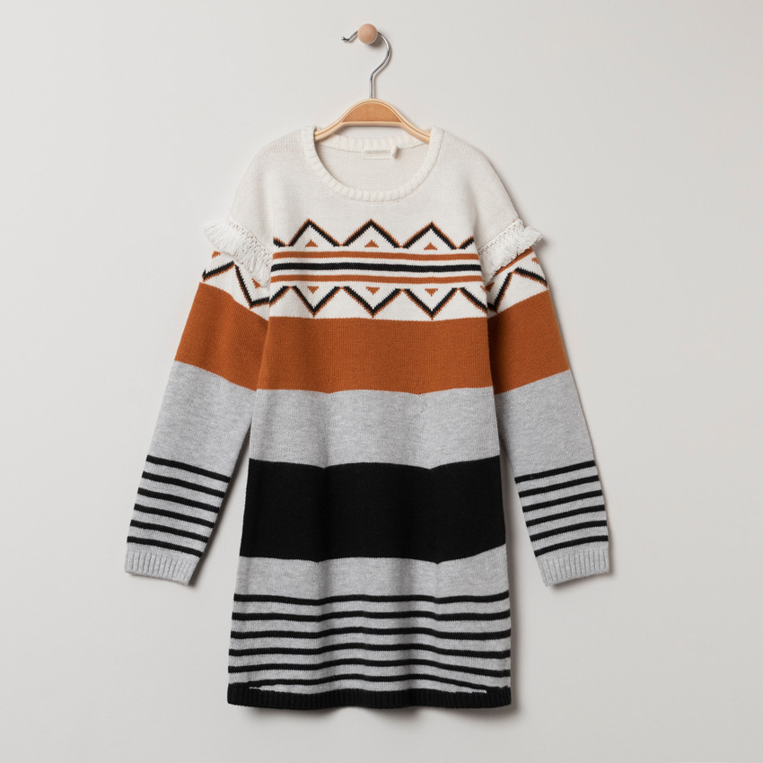 Vestido de punto con motivos etnicos de jacquard  