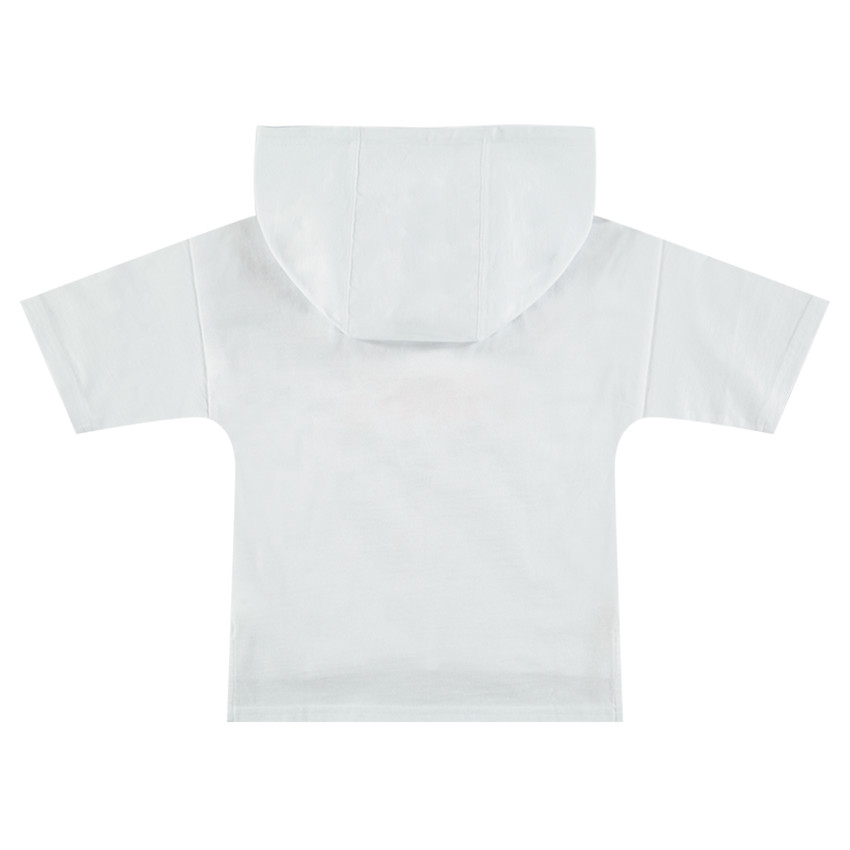 Camiseta de manga corta con capucha y mensaje de rizo 