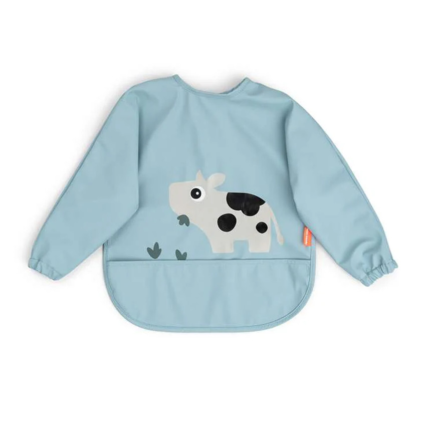 Babero impermeable con bolsillo Tiny Farm azul 