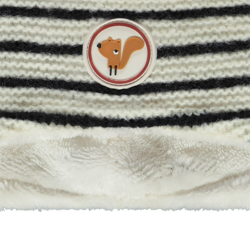 Gorro de punto rayado con insignia de ardilla para bebé niño 