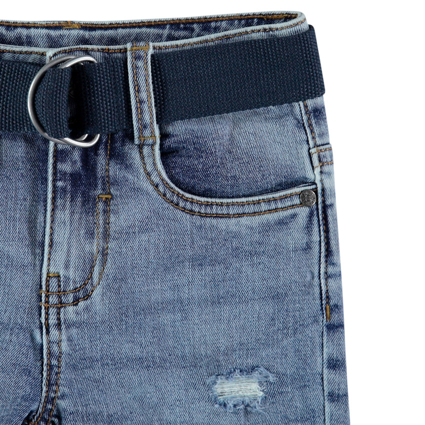 Jean effet used coupe slim à ceinture amovible 