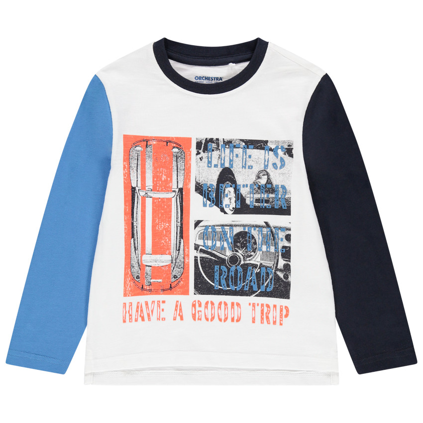 Camiseta de manga larga que contrasta y estampado de coche vintage 