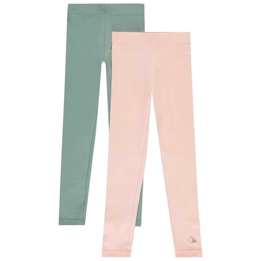 Lote de 2 leggings de punto liso para niña 