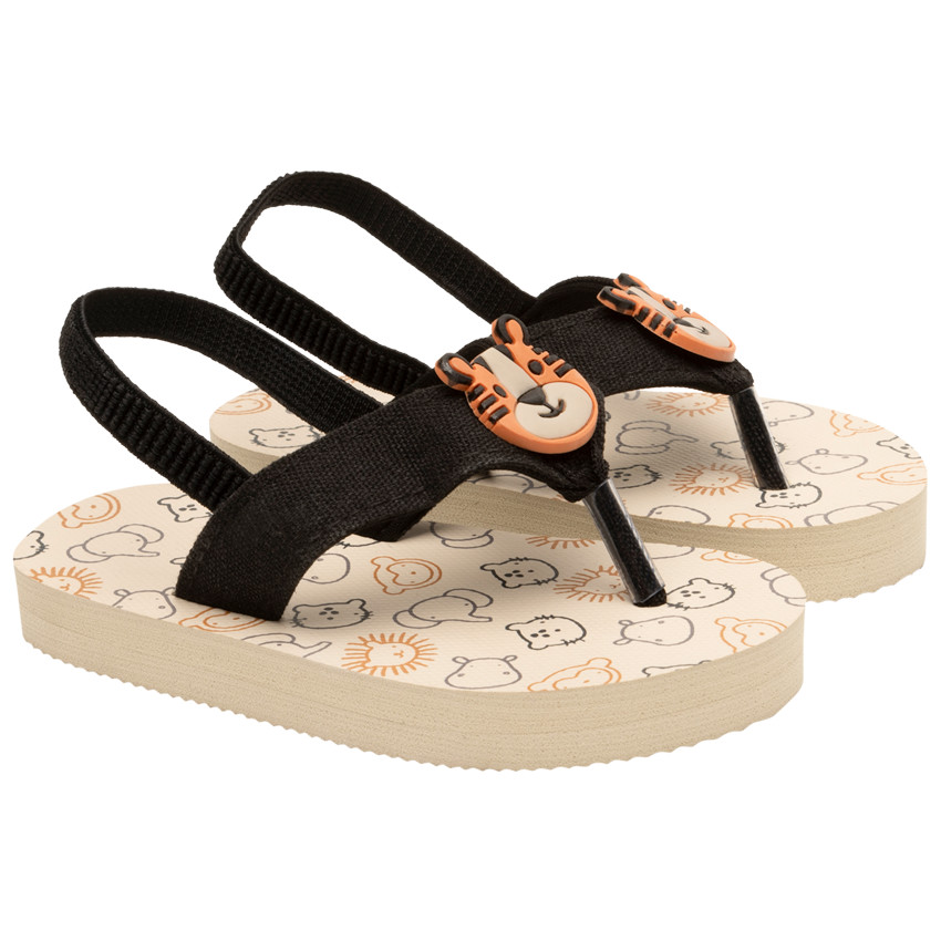 Chanclas con tira flexible estampadas con insignia de tigre para bebé niño 