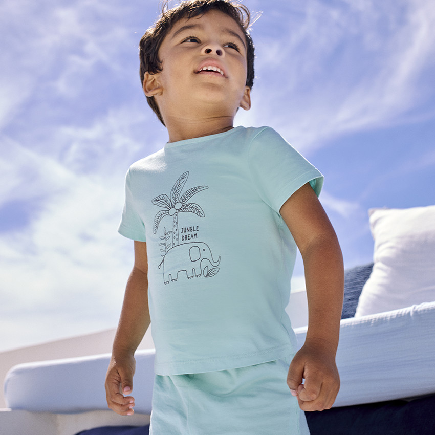 Set pijama corto con estampado de elefante para bebé niño 