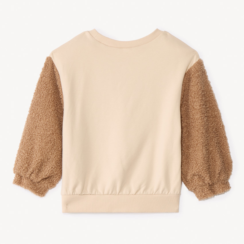 Sweat bi-matière avec sherpa bouclettes pour bébé fille 