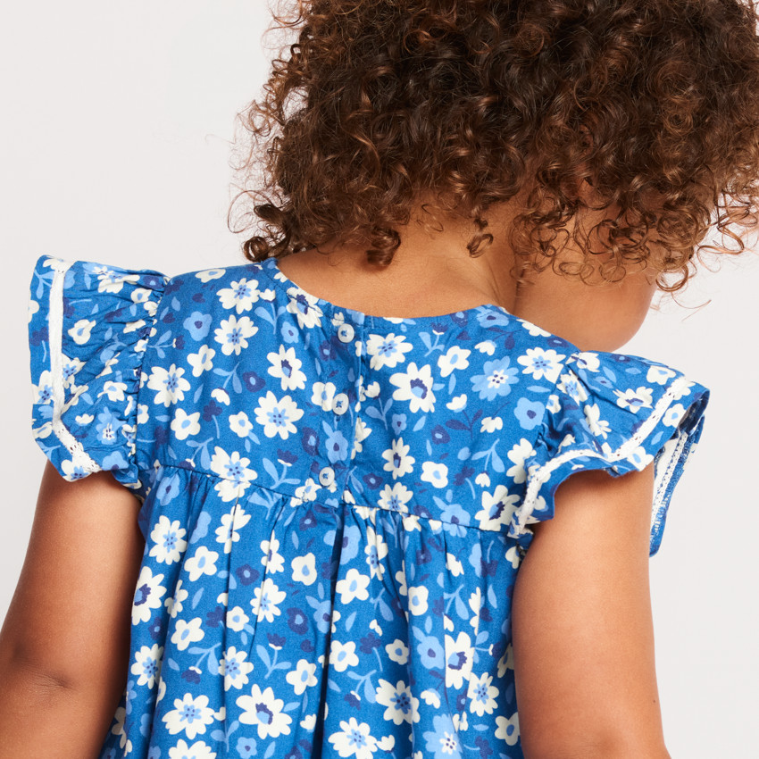 Vestido de manga corta con estampado de flores para bebé niña 