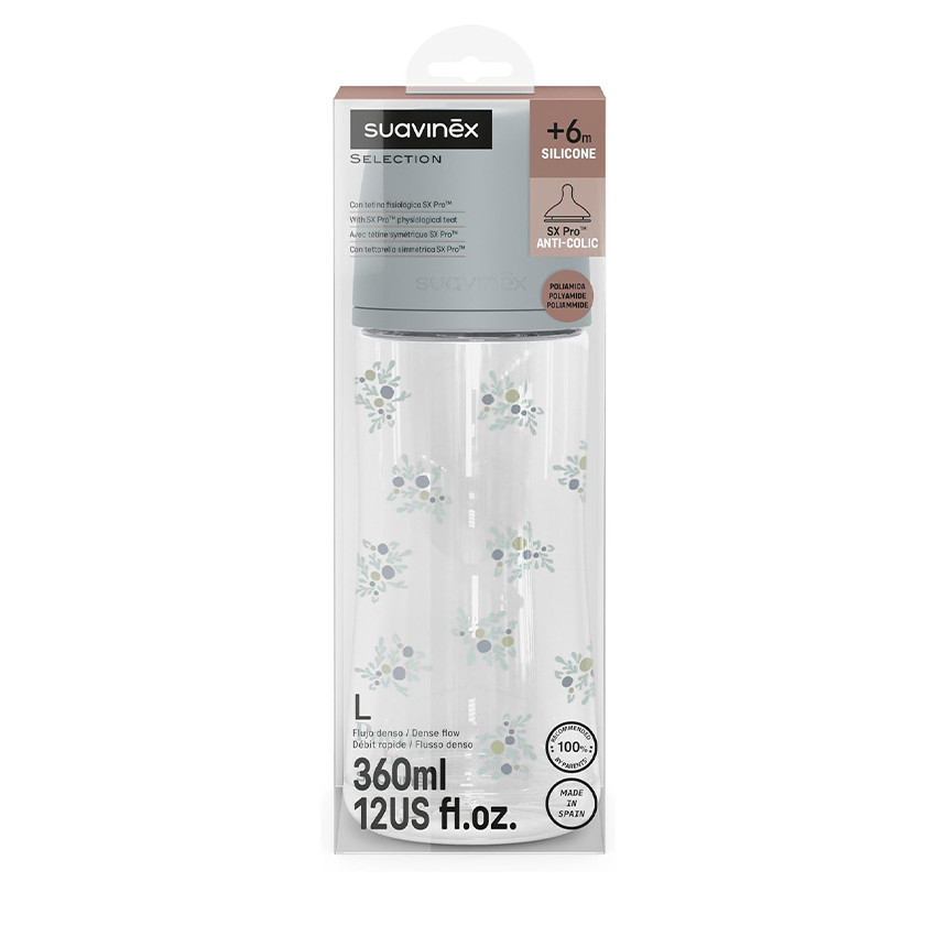 Biberón con tetina fisiológica SX Pro M 360ml Poetry azul 