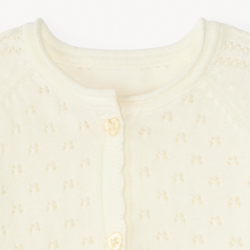 Cárdigan estilo bolero de punto calado para niña bebé 