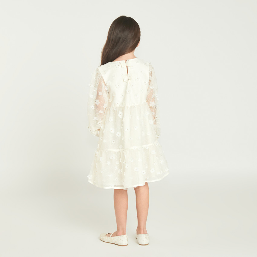 Ropa de manga larga de tela con flores 3D para niña 