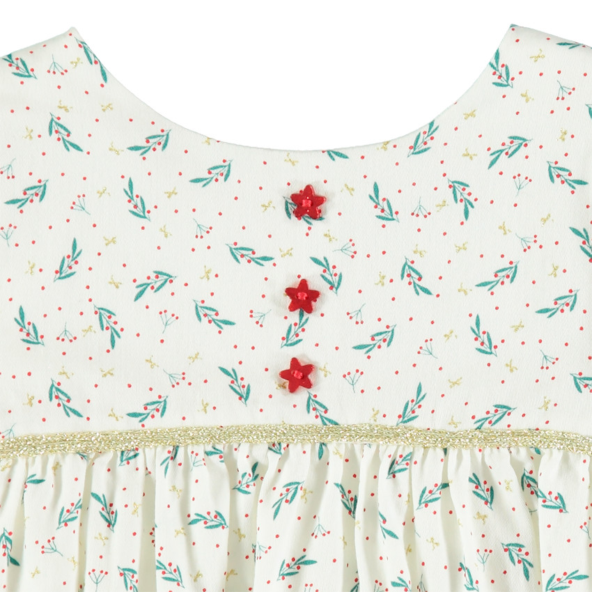 Tunique manches longues à imprimés all-over et biais doré 