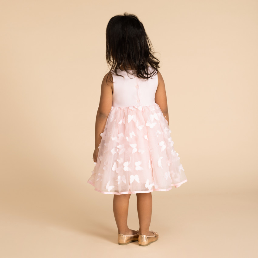 Vestido sin mangas con mariposas en relieve niña bebé. 
