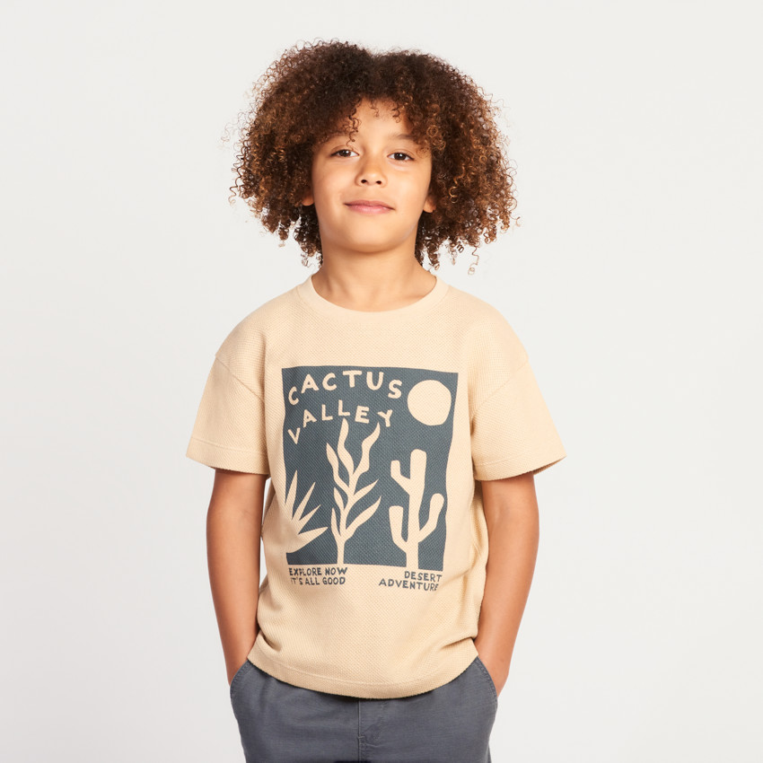Camiseta de manga corta con estampado de cactus niño 