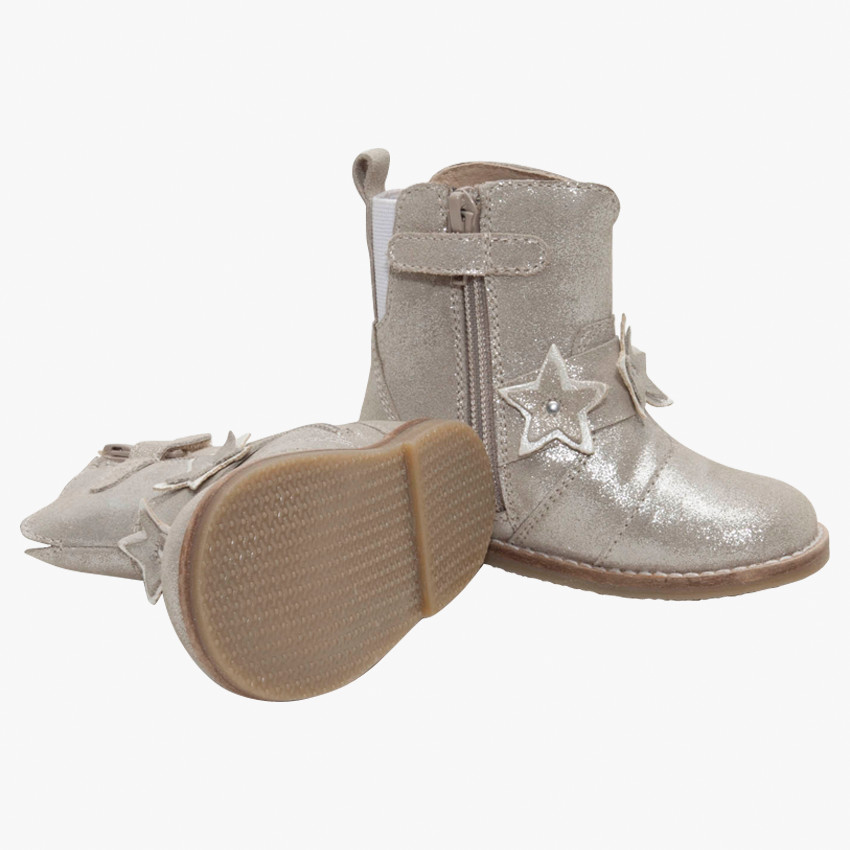 1/2 botas de cuero con brillo y estrellas 