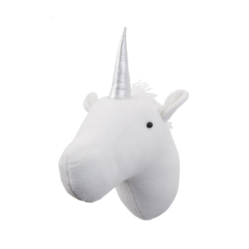 Decoración mural de fieltro Unicornio en blanco y plata 