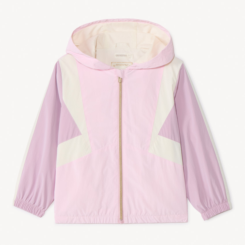 Cortavientos con capucha efecto color block para niña 