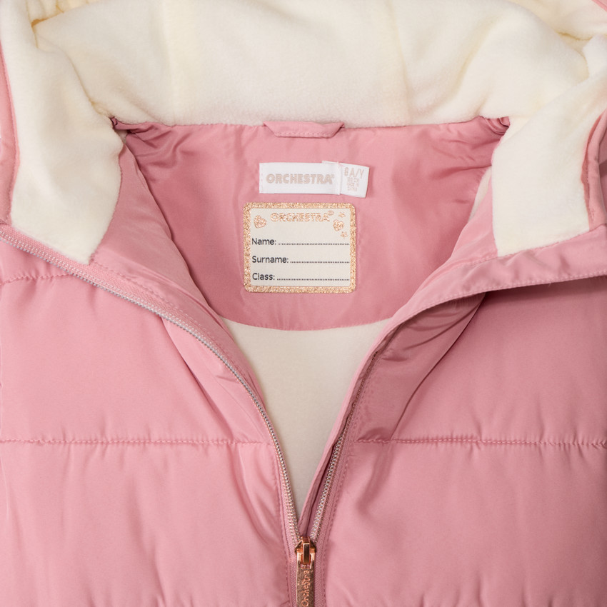 Plumífero acolchado con forro micropolar para niña 