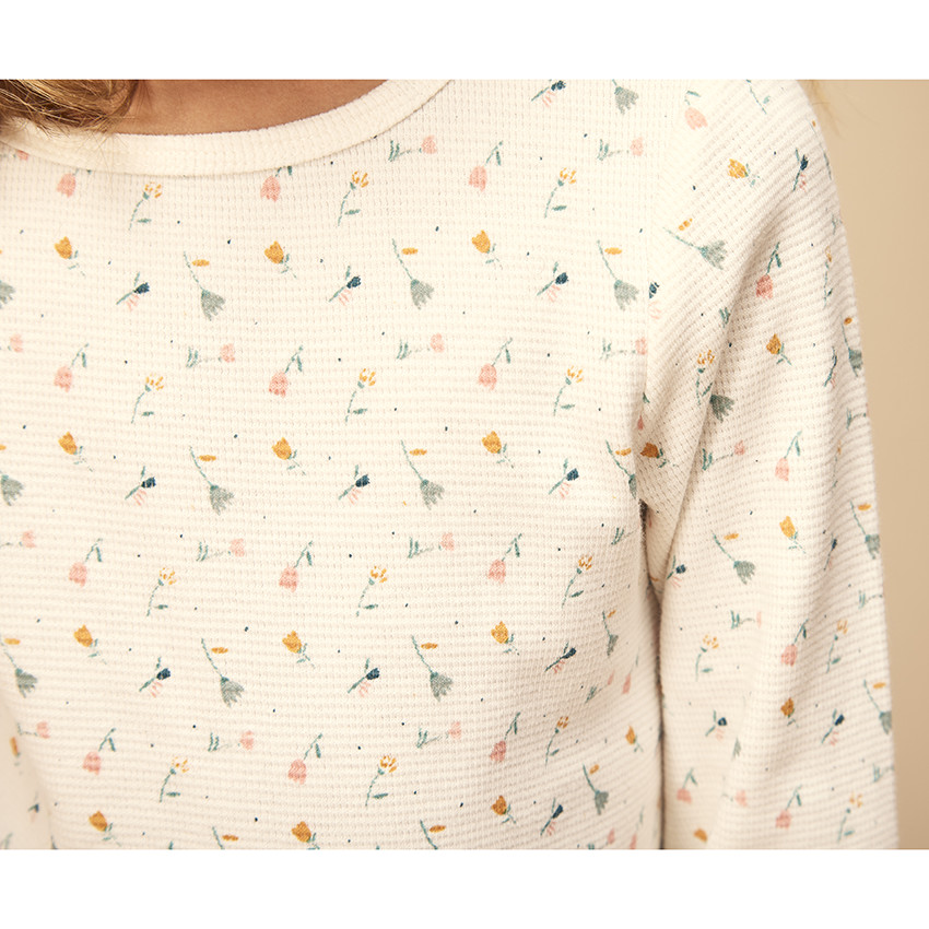 Pijama de 2 piezas en punto con estampado floral para niña 