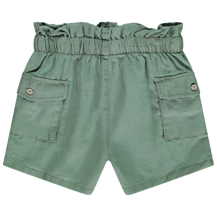 Short liso de lona con bolsillos para bebé niña 
