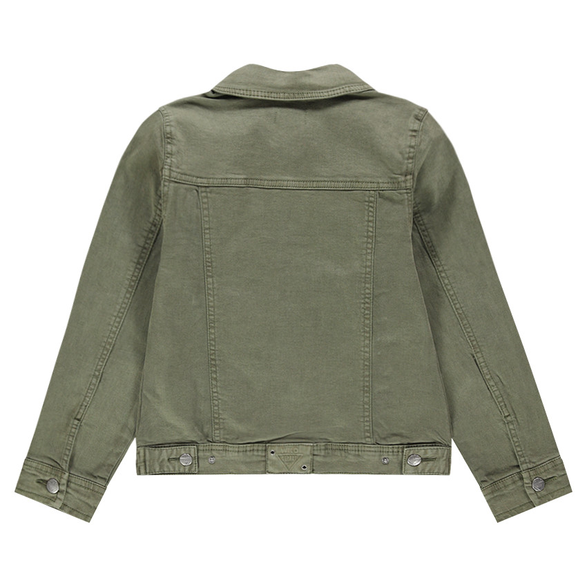 Júnior - Chaqueta vaquera con teñido verde caqui y bolsillos  
