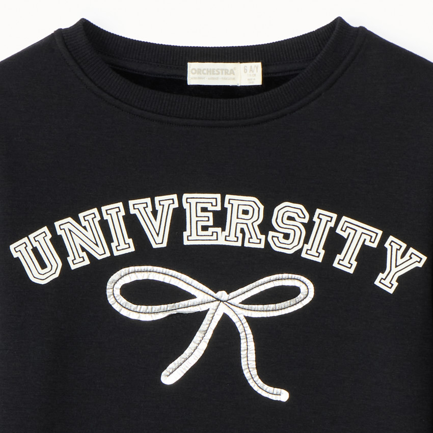 Sudadera felpa oversize con interior de terciopelo University para niña 