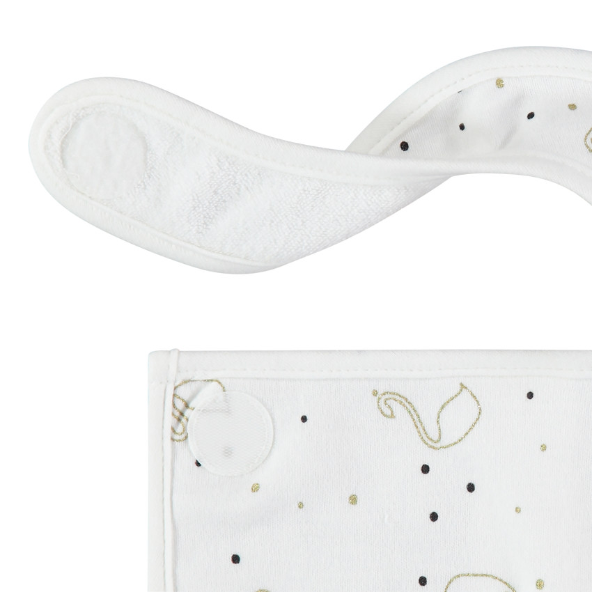 lote de 2 baberos estampado cisnes con toques dorados 