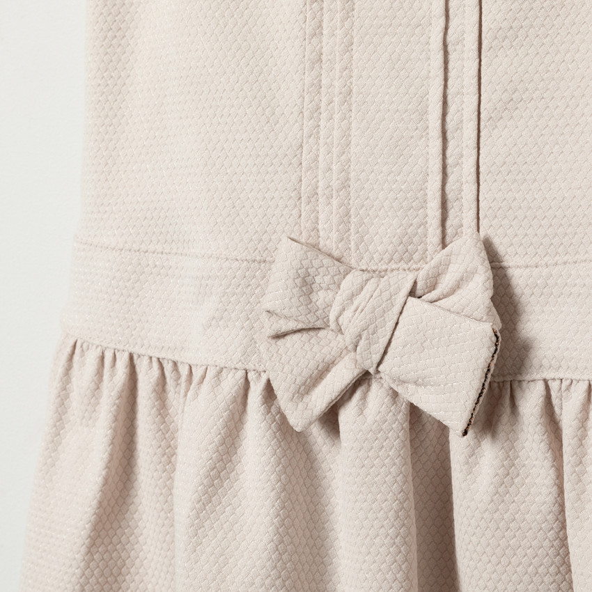 Vestido de ceremonia sin mangas punto fantasía y lazo 