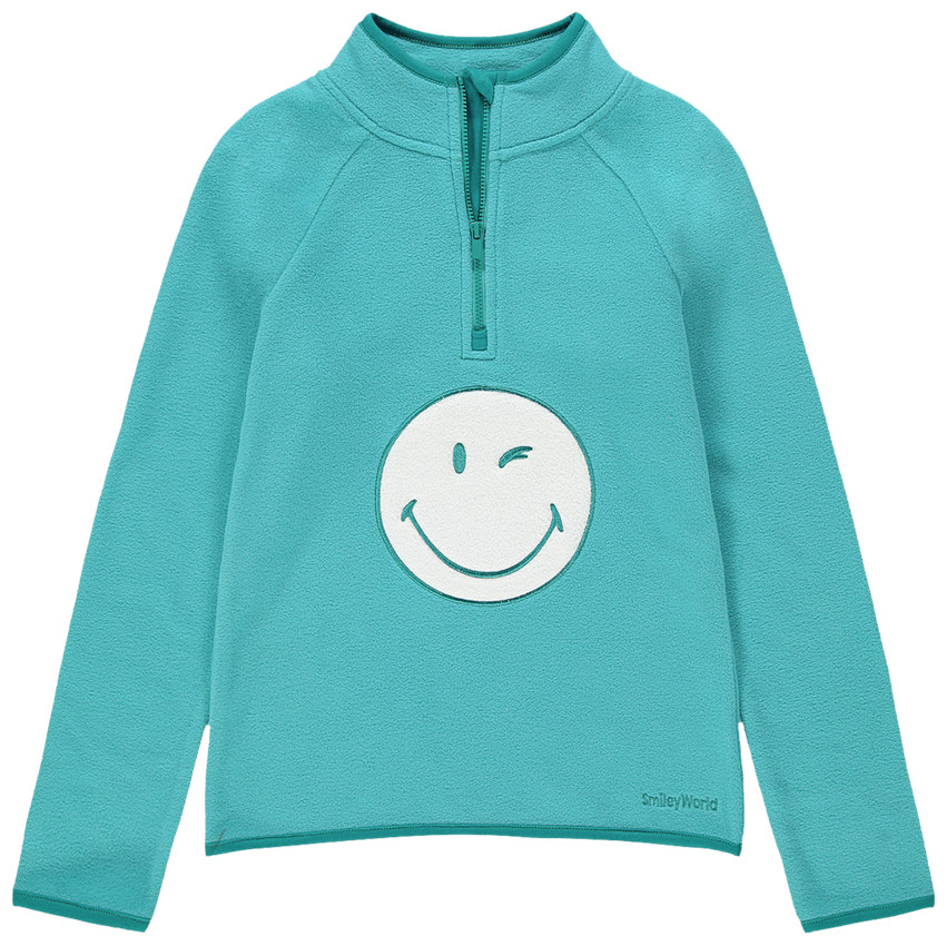 Sudadera de polar con SmileyWorld bordado y cuello con cremallera 