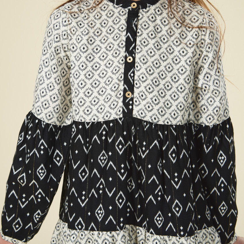 Robe de niña de manga larga con estampado ikat  Additional Robe de niña de manga larga con estampado ikat