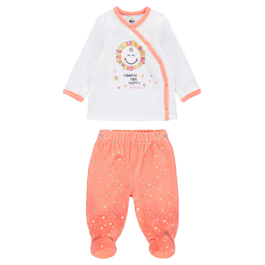 Pijama de terciopelo con ©Smiley bordado y estampado 