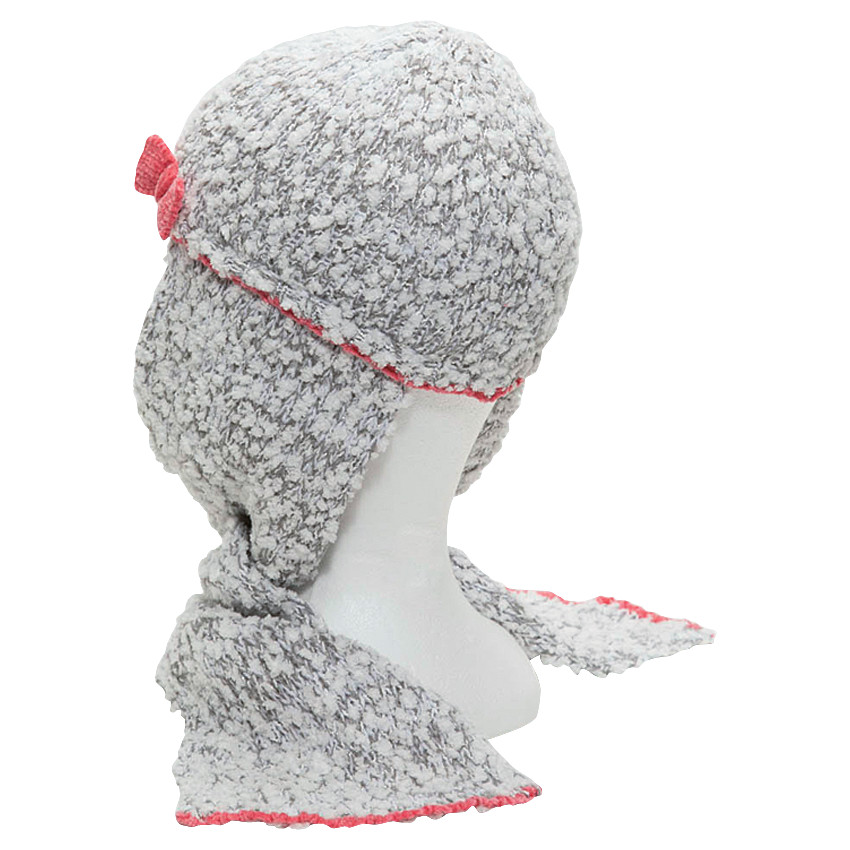 Gorro con bufanda de punto efecto popcorno con lazo que contrasta  Additional Gorro con bufanda de punto efecto popcorno con lazo que contrasta