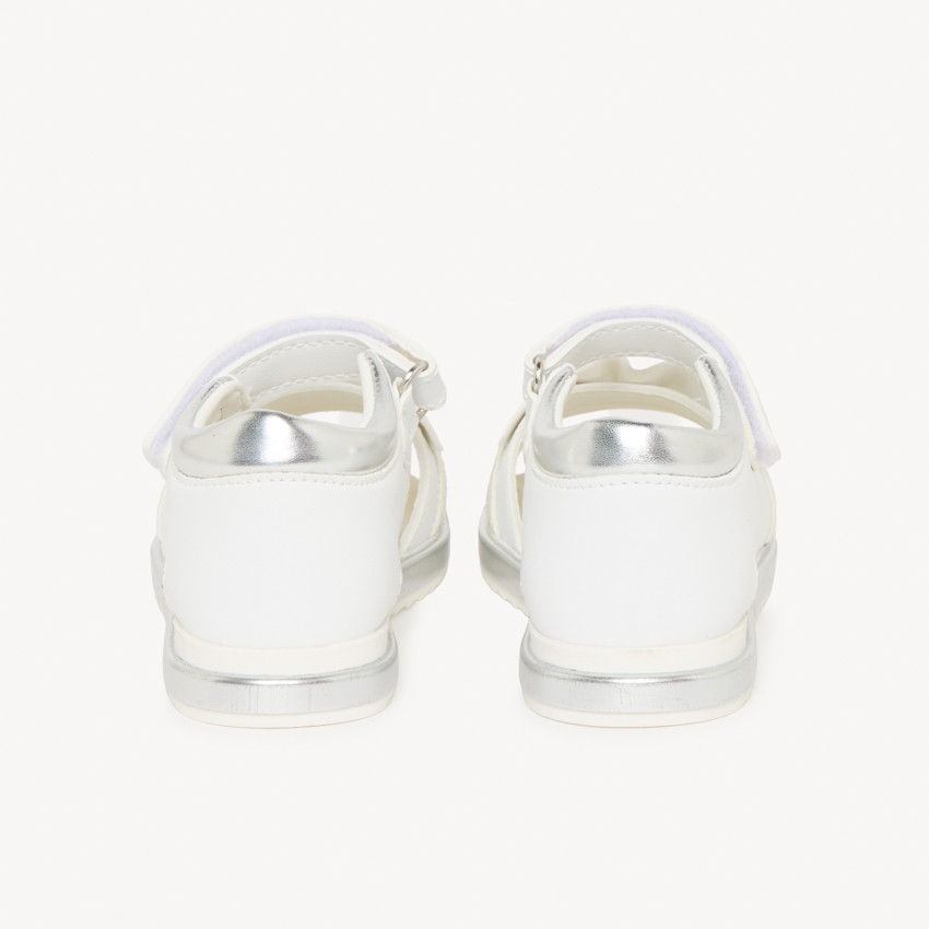 Sandalias blancas con tiras drapeadas para niña bebé 