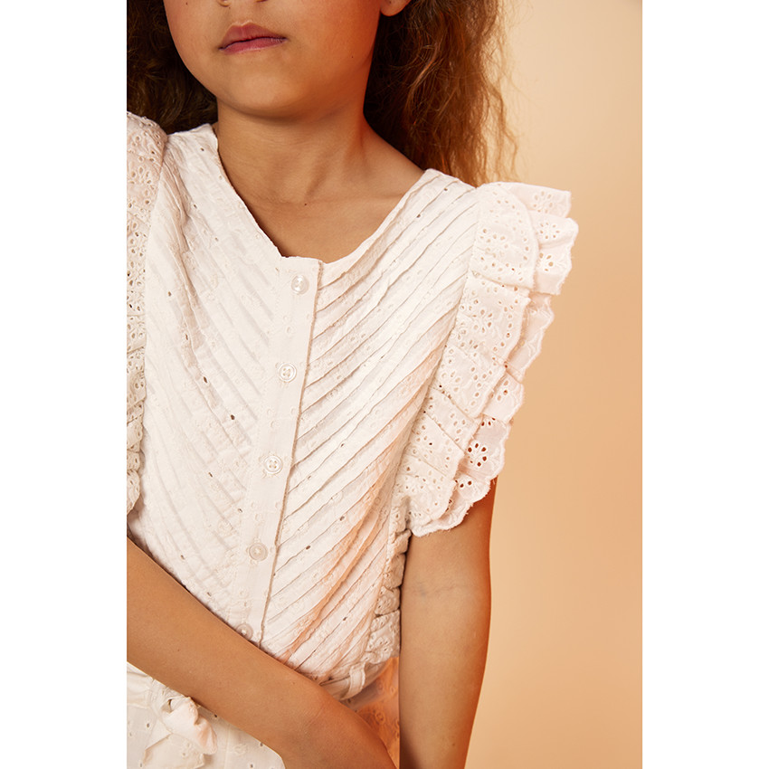 Vestido largo de brodería inglesa para niña 
