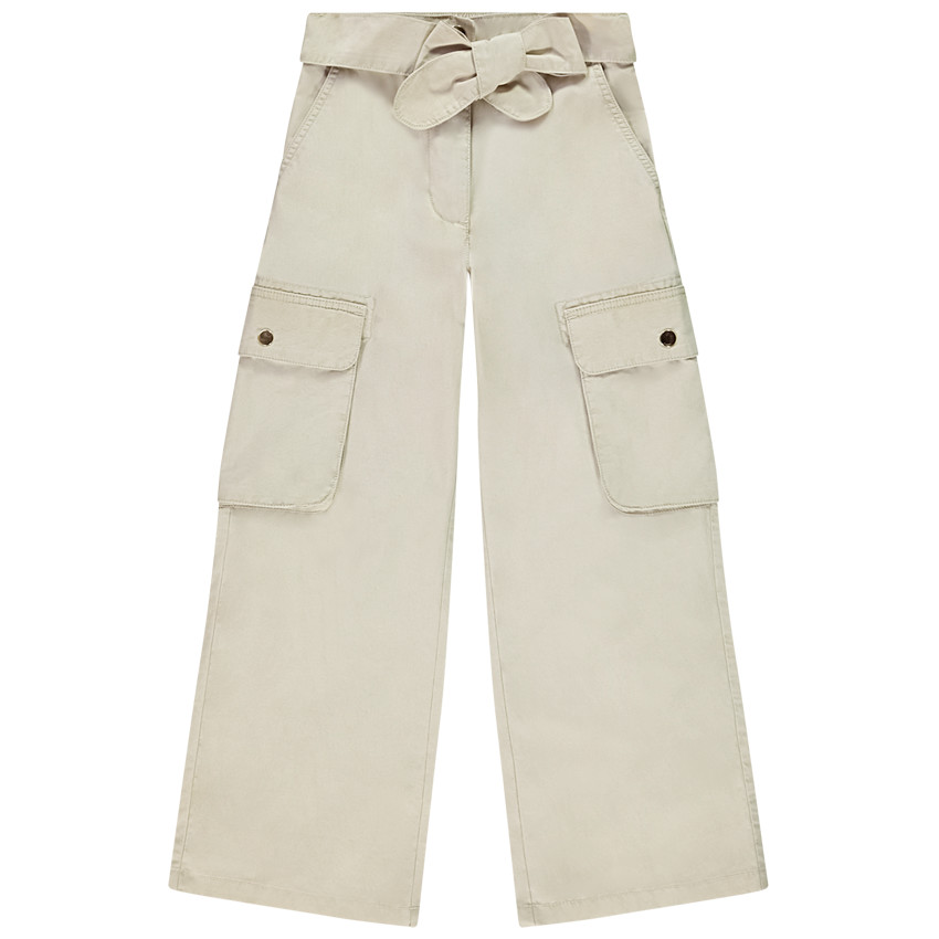 Pantalón cargo de tela con cinturón niña 