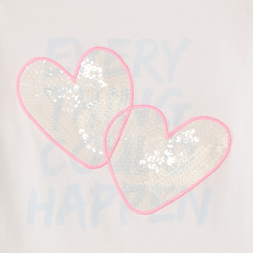 Camiseta de manga corta con motifs de lentejuelas para niña. 