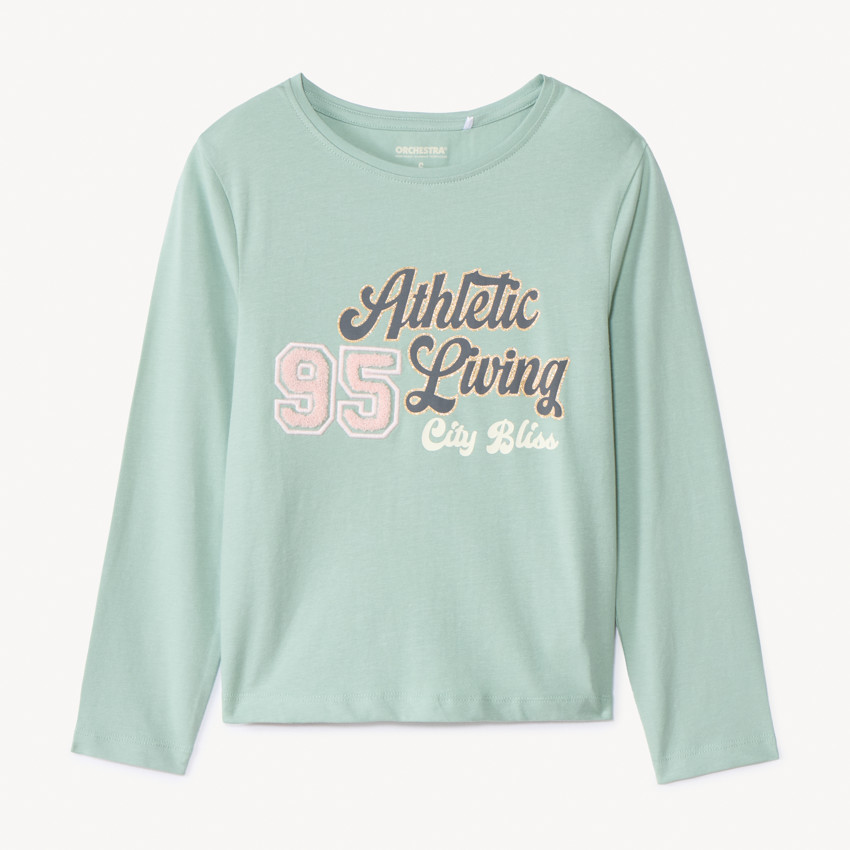 T-shirt manches longues printé à patchs pour fille 