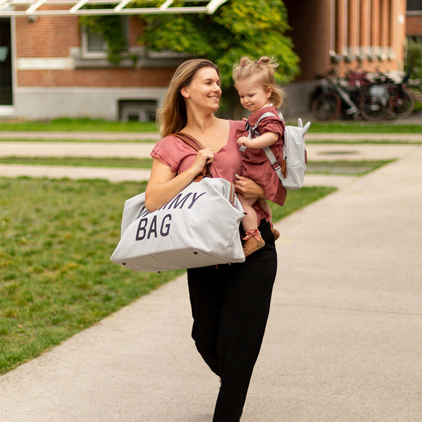 Bolso maternidad Mommy Bag con cambiador canvas gris 