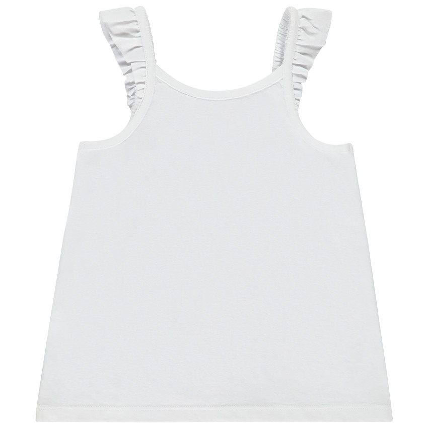 Camiseta sin mangas lisa con tirantes con volantes y estampado para bebé niña 