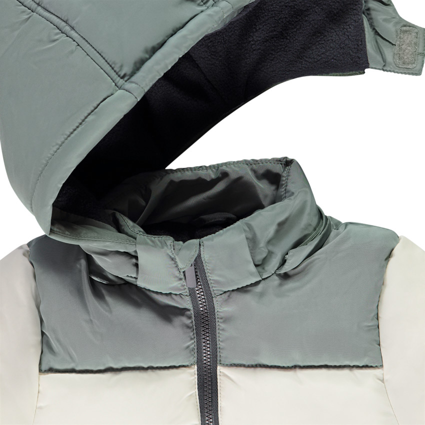 Plumífero efecto color block con capucha desmontable para bebé niño 