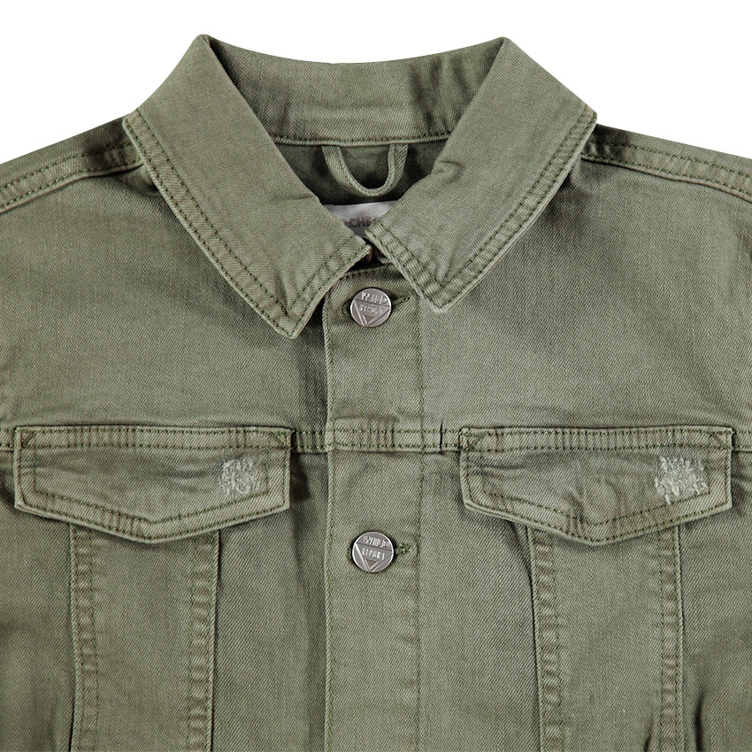 Júnior - Chaqueta vaquera con teñido verde caqui y bolsillos  