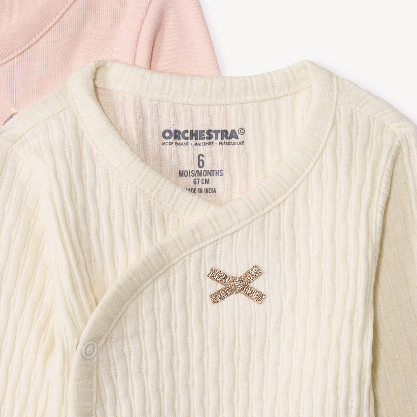 Pack de 5 bodies de manga larga con estampado de cervatillos para bebé niña con aperturas diferentes según la edad 